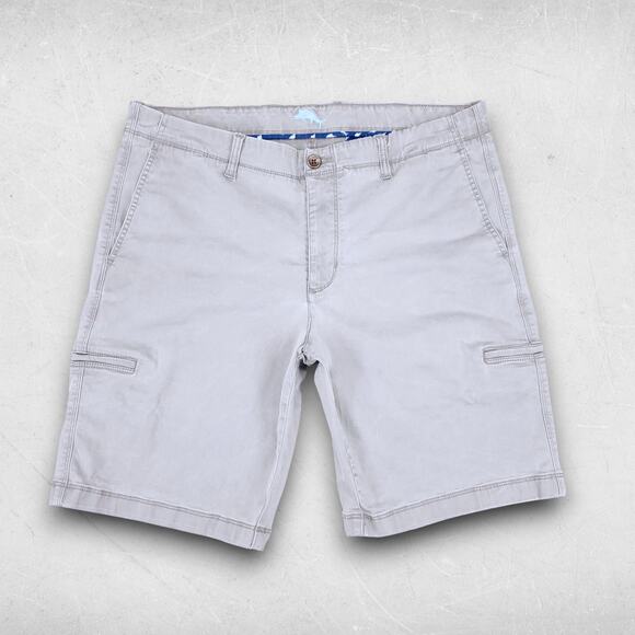 Tommy Bahama Boracay Cargo Bermuda Shorts Men 36 Gray Utility Preppy Minimalist - Picture 1 of 11